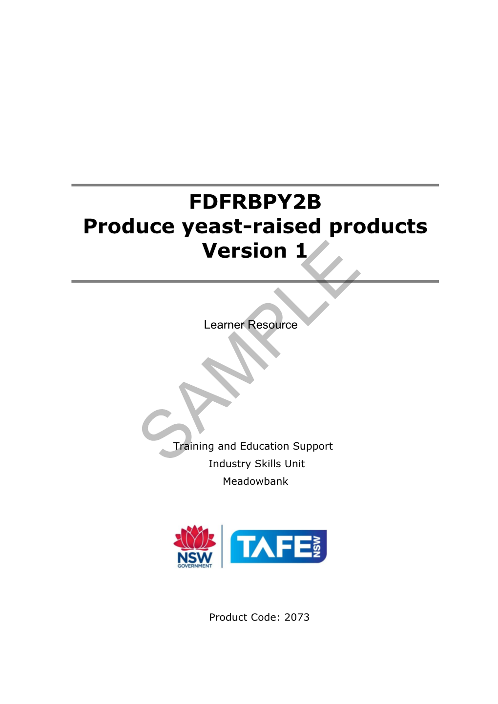FDFRBPY2B Produce Yeast-Raised Products Version 1