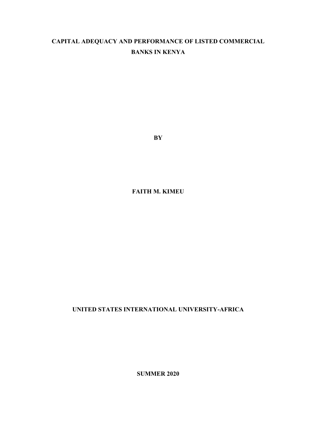 Capital Adequacy and Performance of Listed Commercial Banks in Kenya