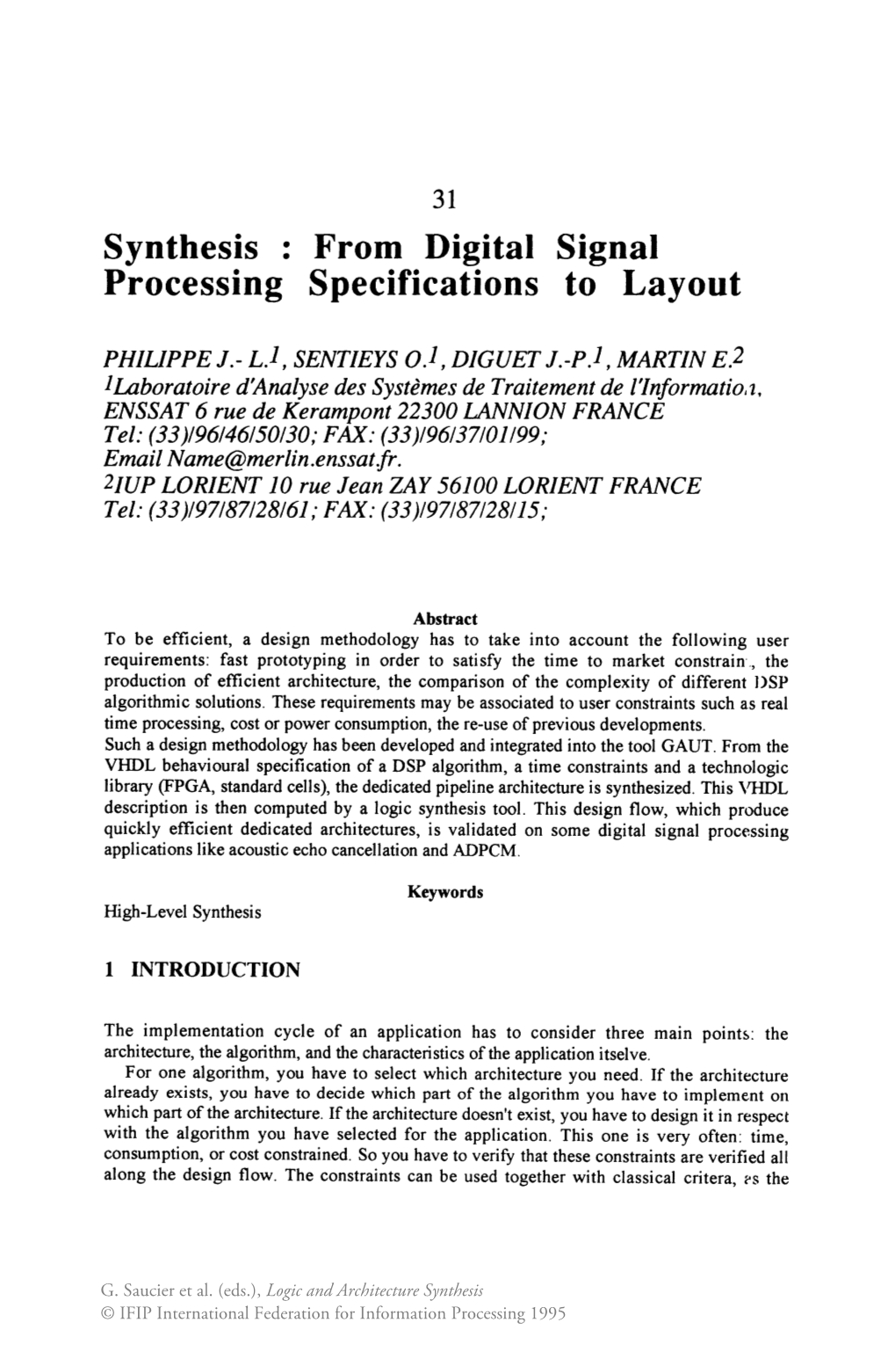 Synthesis Processing from Digital Specifications Signal to Layout