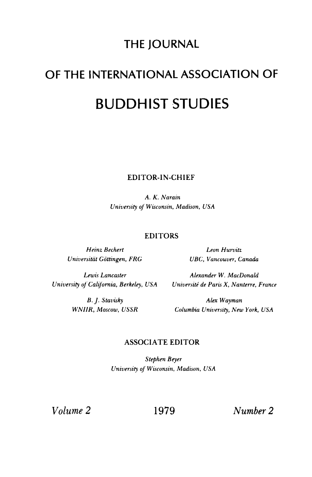 Studies in Pali and Buddhism (Ed. A. K. Narain & L. Zwilling)