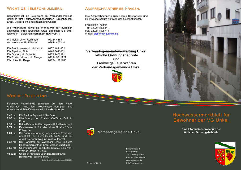 Hochwassermerkblatt Für Bewohner Der VG Unkel