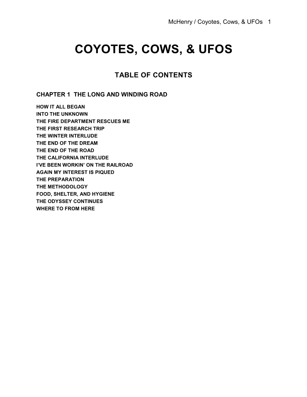 Coyotes, Cows, & Ufos