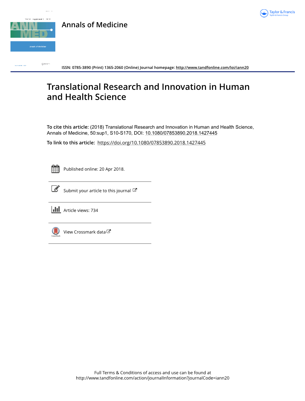 Translational Research and Innovation in Human and Health Science