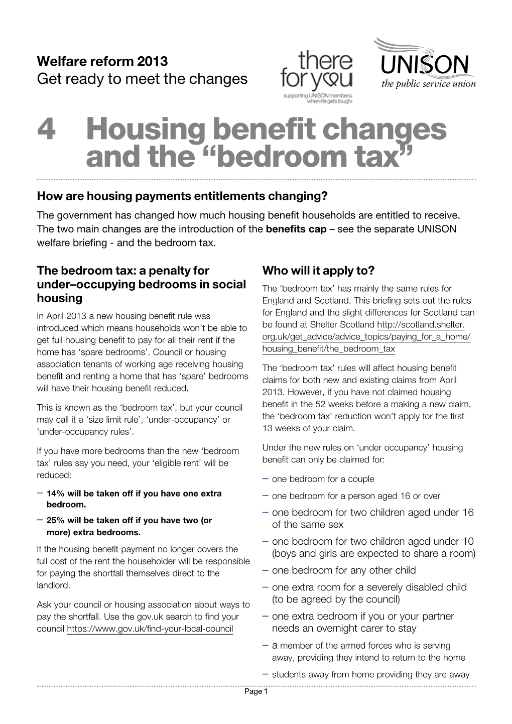 4 Housing Benefit Changes and the “Bedroom Tax”