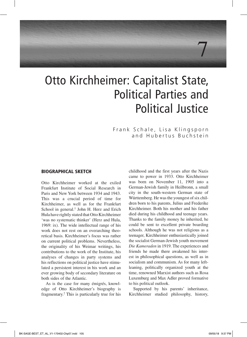 Otto Kirchheimer: Capitalist State, Political Parties and Political Justice