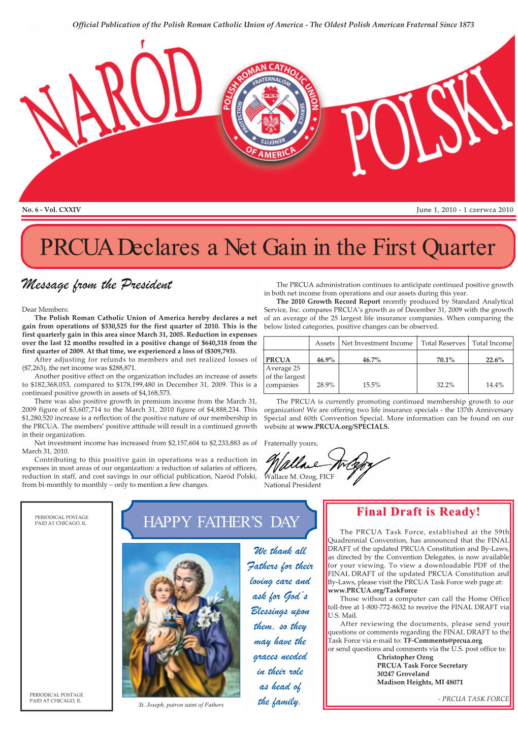 PRCUA Declares a Net Gain in the First Quarter