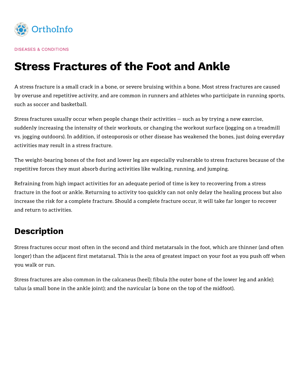 Stress Fractures of the Foot and Ankle