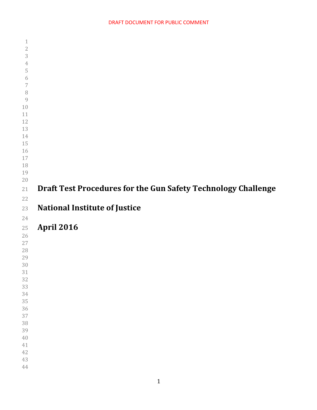 Draft Test Procedures for the Gun Safety Technology Challenge