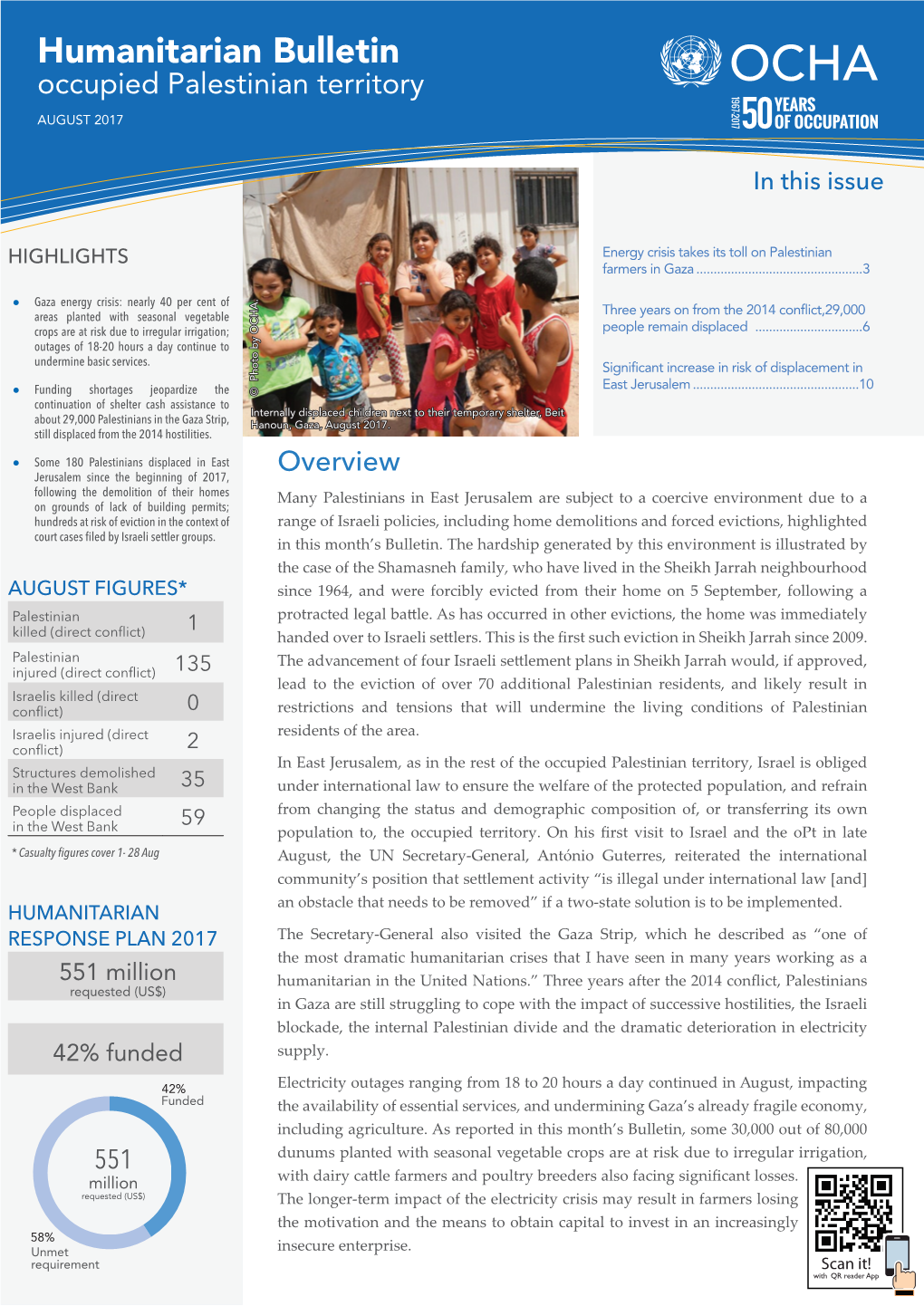 Humanitarian Bulletin Occupied Palestinian Territory AUGUST 2017