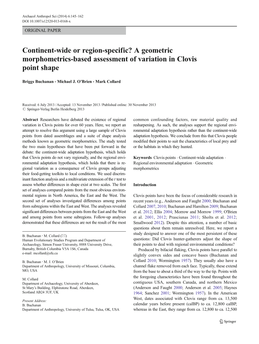 A Geometric Morphometrics-Based Assessment of Variation in Clovis Point Shape