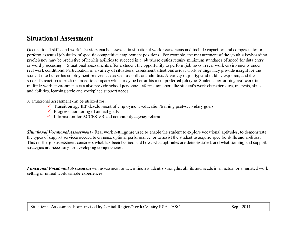 Situational Assessment