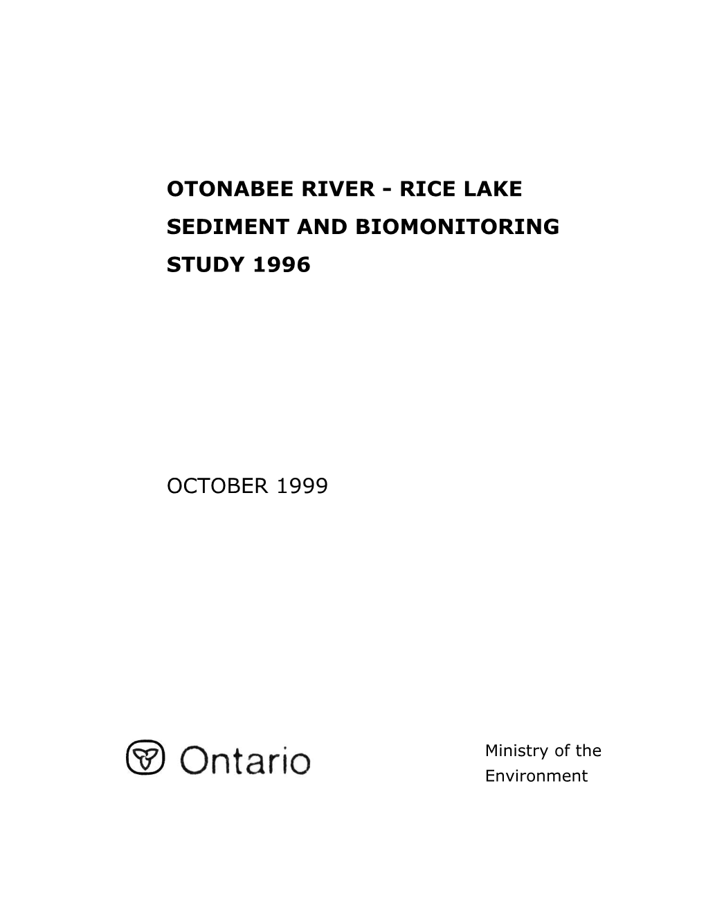 Otonabee River - Rice Lake Sediment and Biomonitoring Study 1996