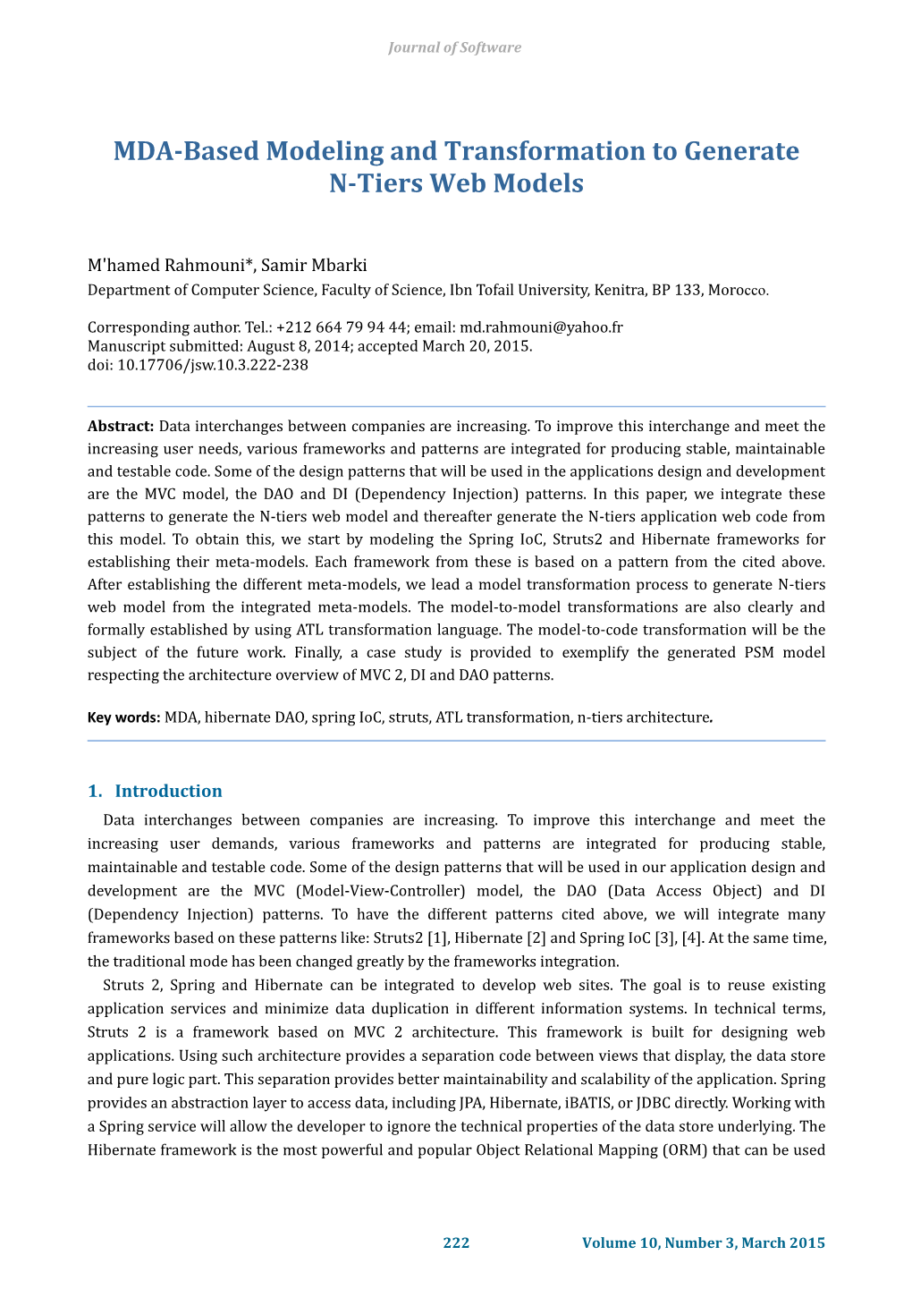 MDA-Based Modeling and Transformation to Generate N-Tiers Web Models