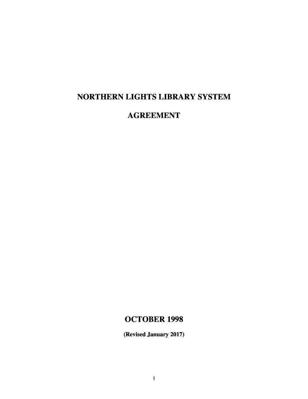 Northern Lights Library System Agreement October 1998