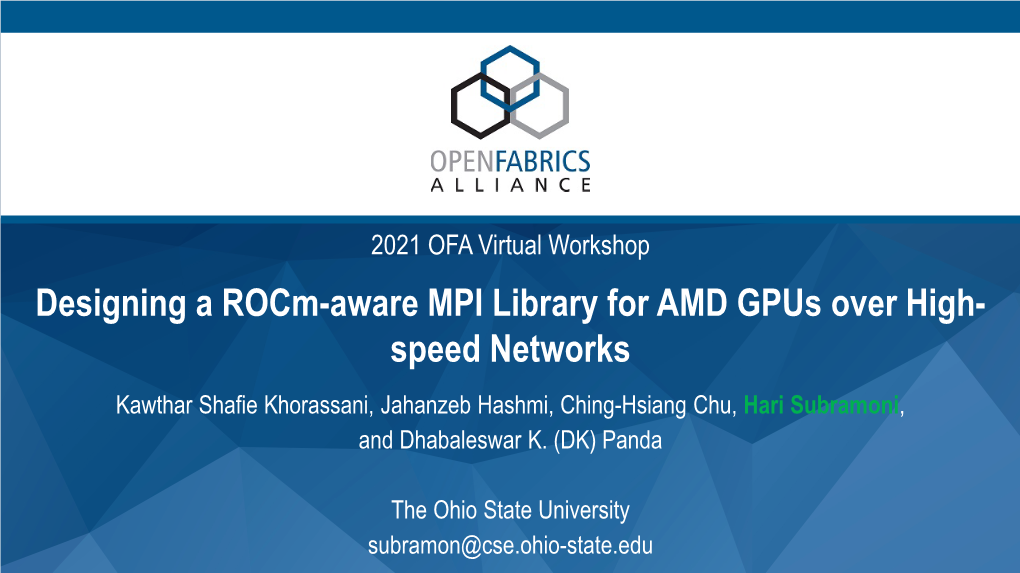 Designing a Rocm-Aware MPI Library for AMD Gpus Over High