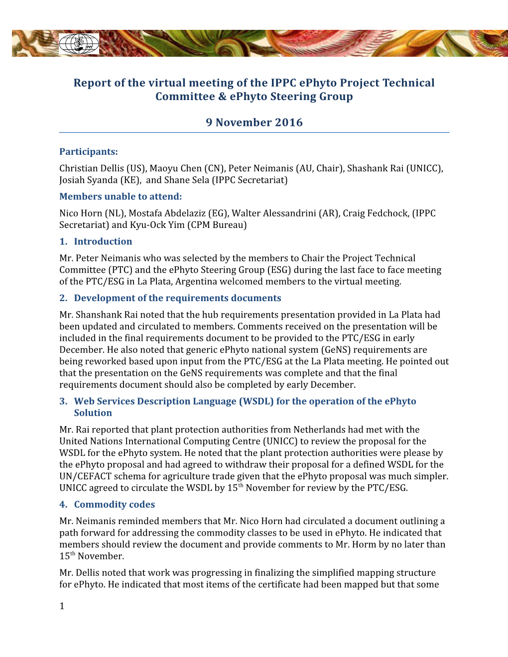 Report of 3Rd Meeting of the IPPC Ephyto Steering Group, Rome, 24 27 May 2015