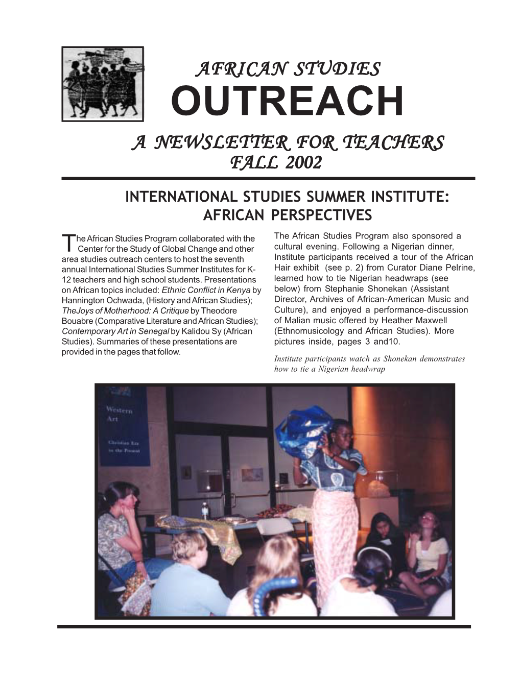Outreach a Newsletter for Teachers Fall 20022002Fall