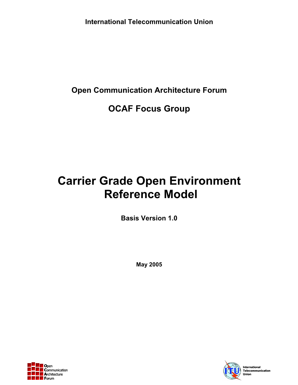 Carrier Grade Open Environment Reference Model