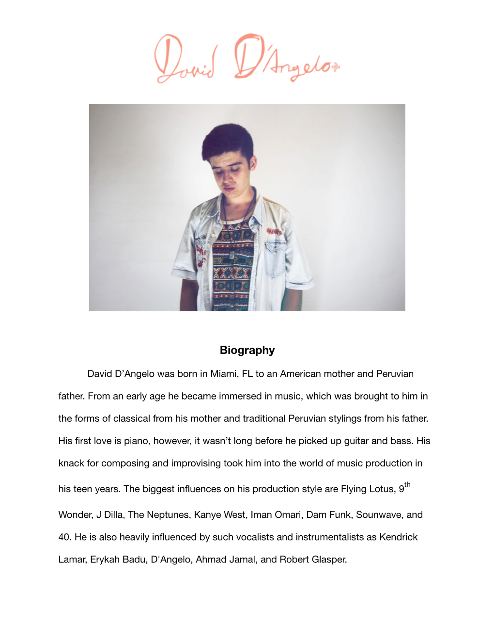 Press Kit for Booking