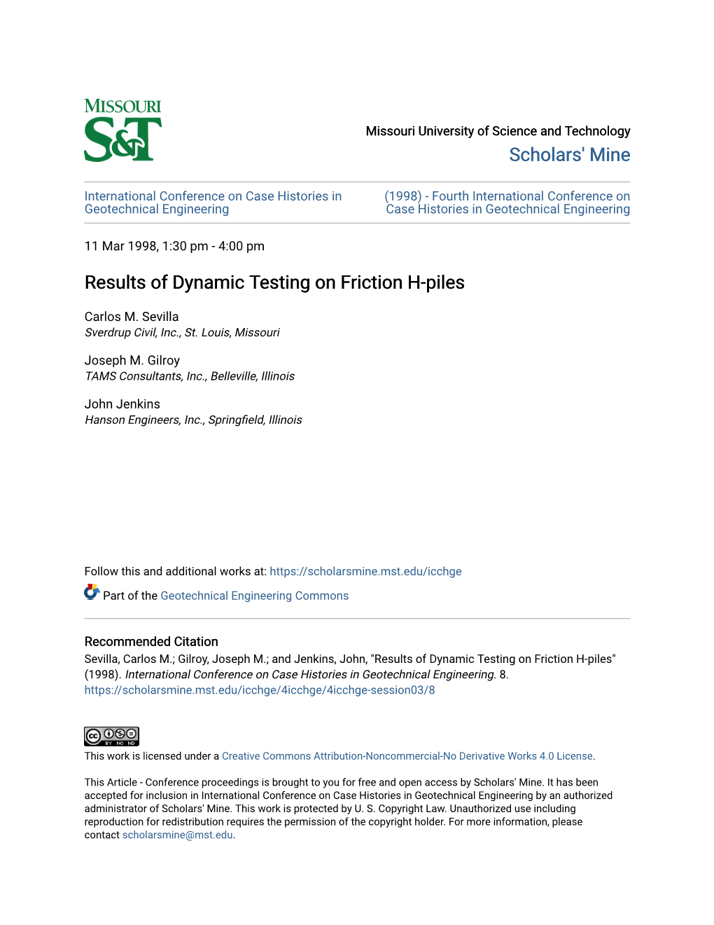 Results of Dynamic Testing on Friction H-Piles