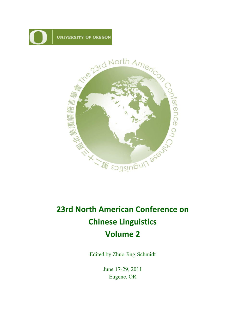 23Rd North American Conference on Chinese Linguistics Volume 2