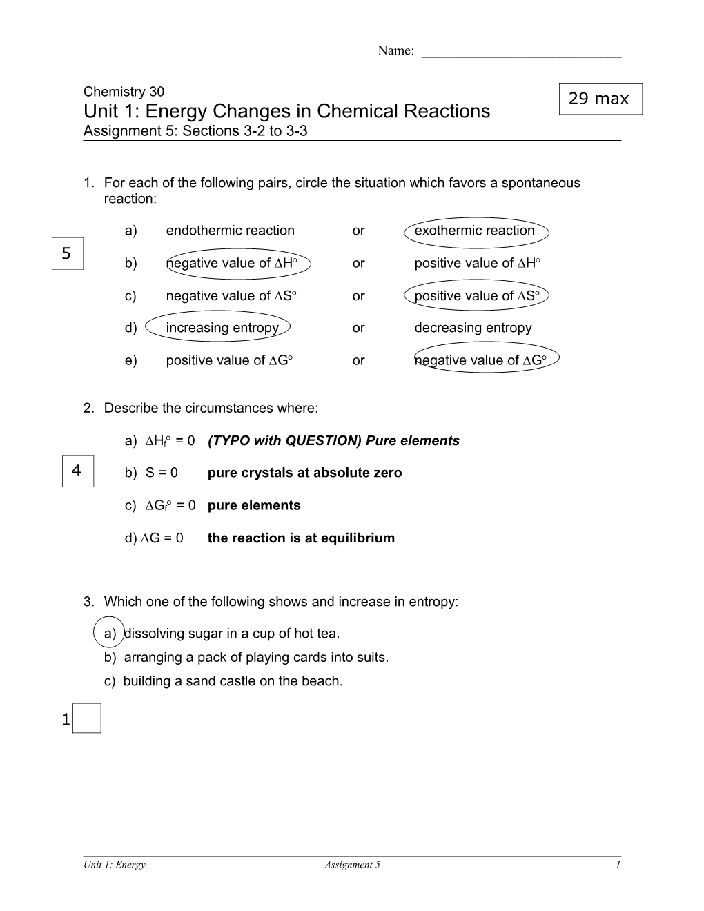 Unit 1: Energy Changes in Chemical Reactions