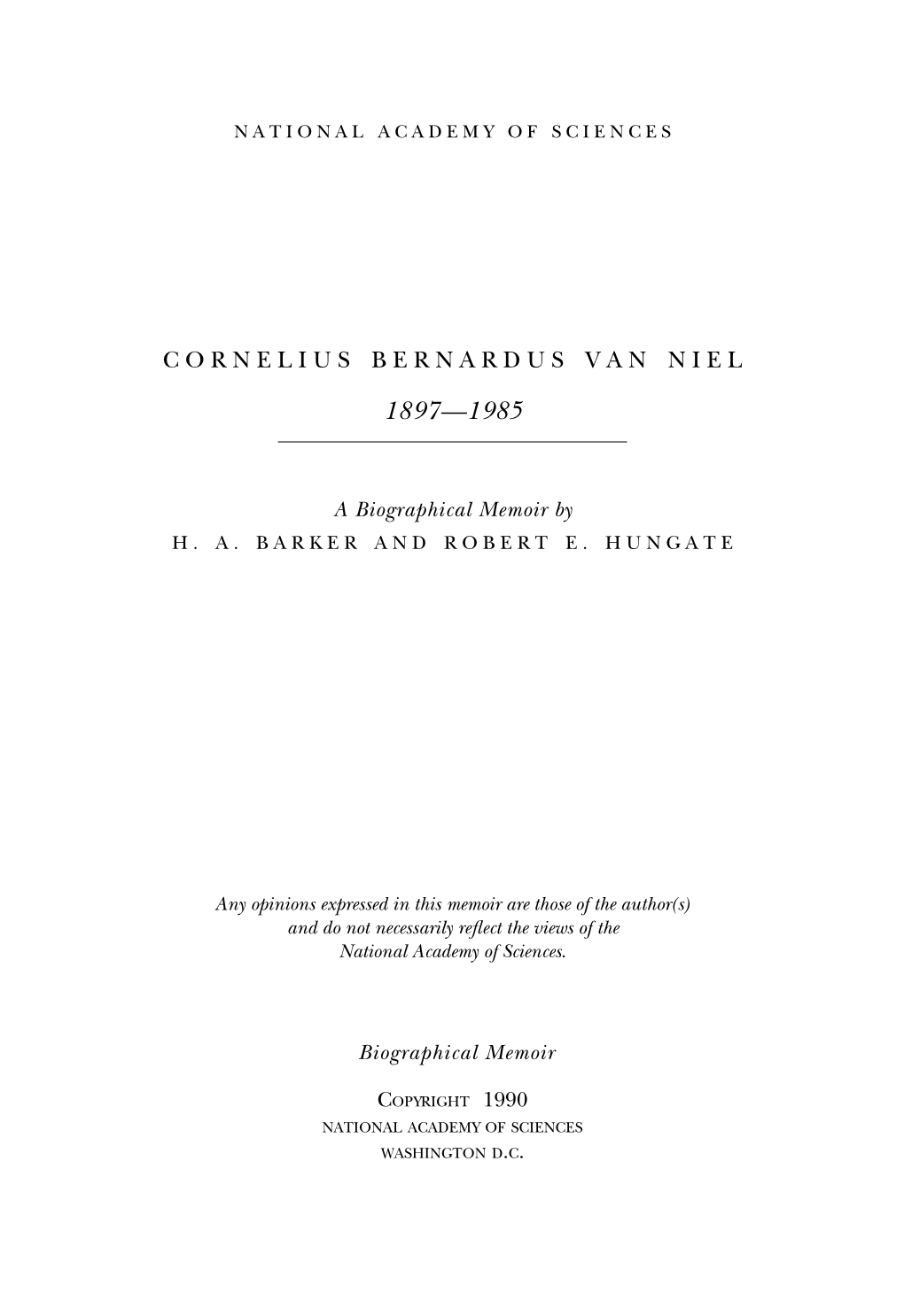 Cornelius Bernardus Van Niel