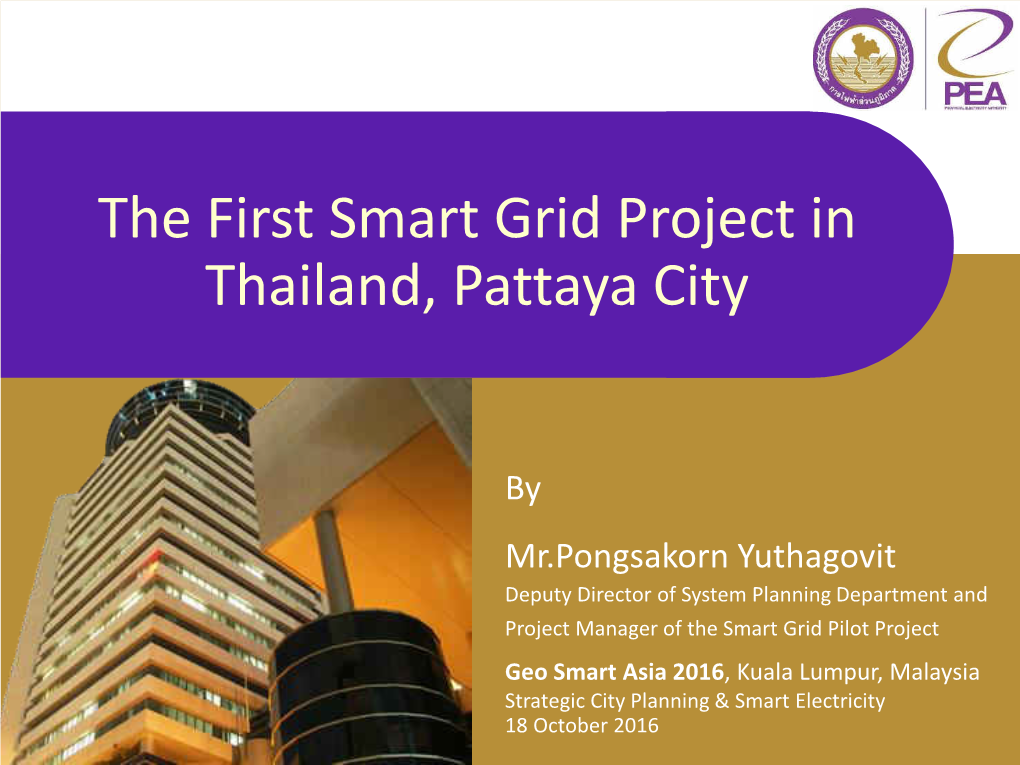 The First Smart Grid Project in Thailand, Pattaya City