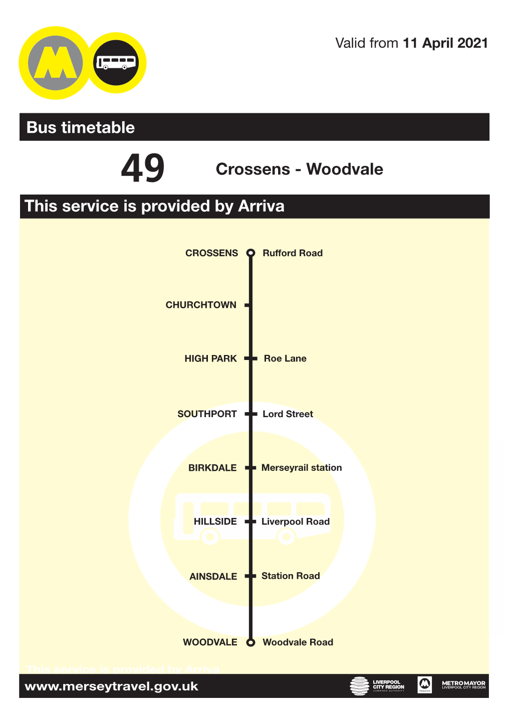 Bus Timetable This Service Is Provided by Arriva