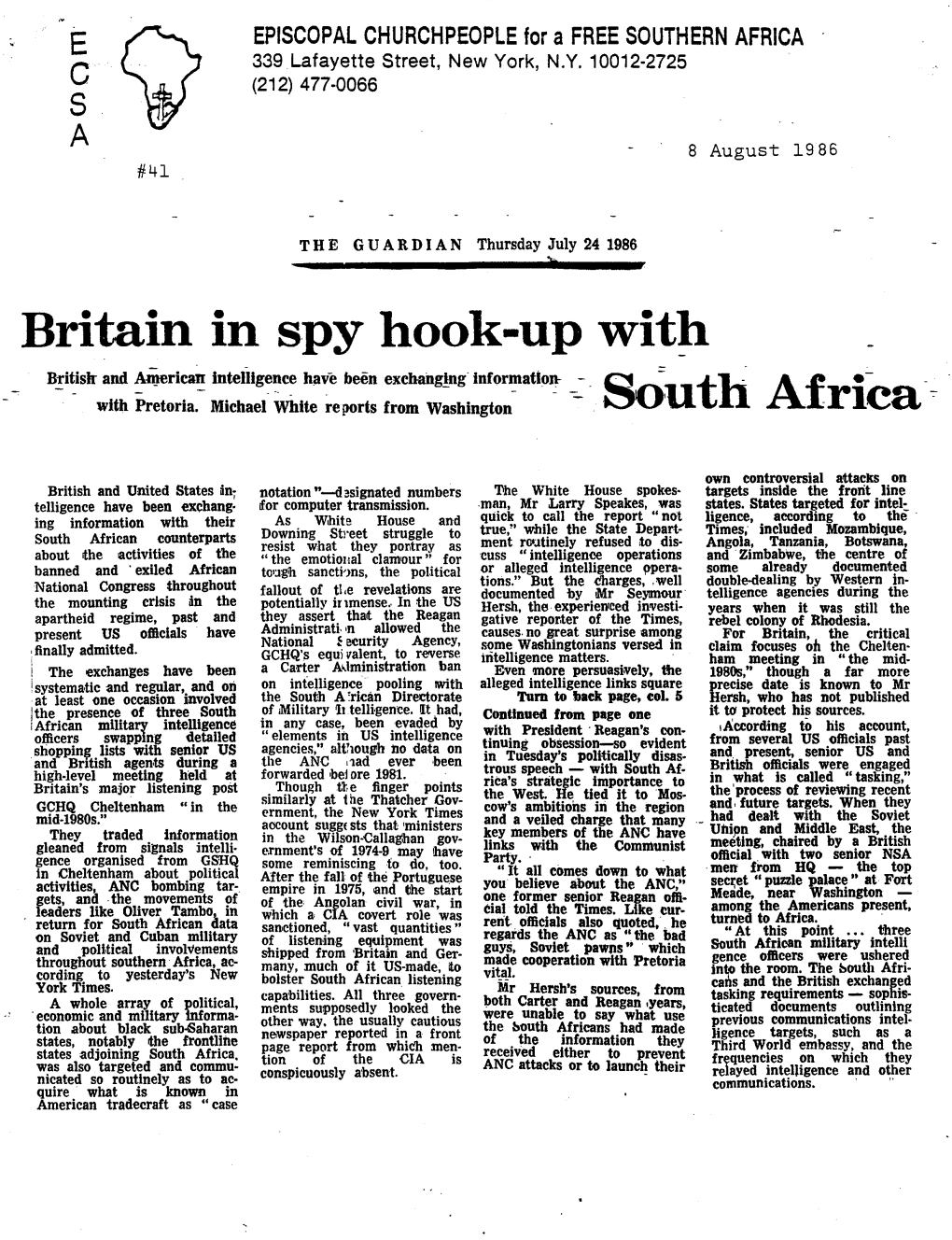 Britain in Spy Hook-Up Witjt