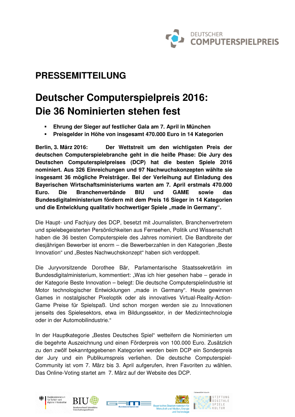 Die 36 Nominierten Stehen Fest