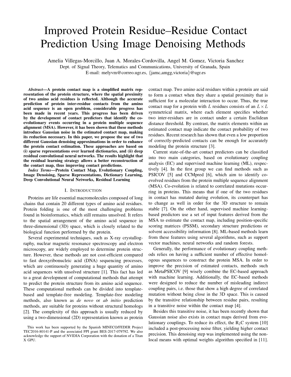 Improved Protein Residue-Residue Contact Prediction Using Image