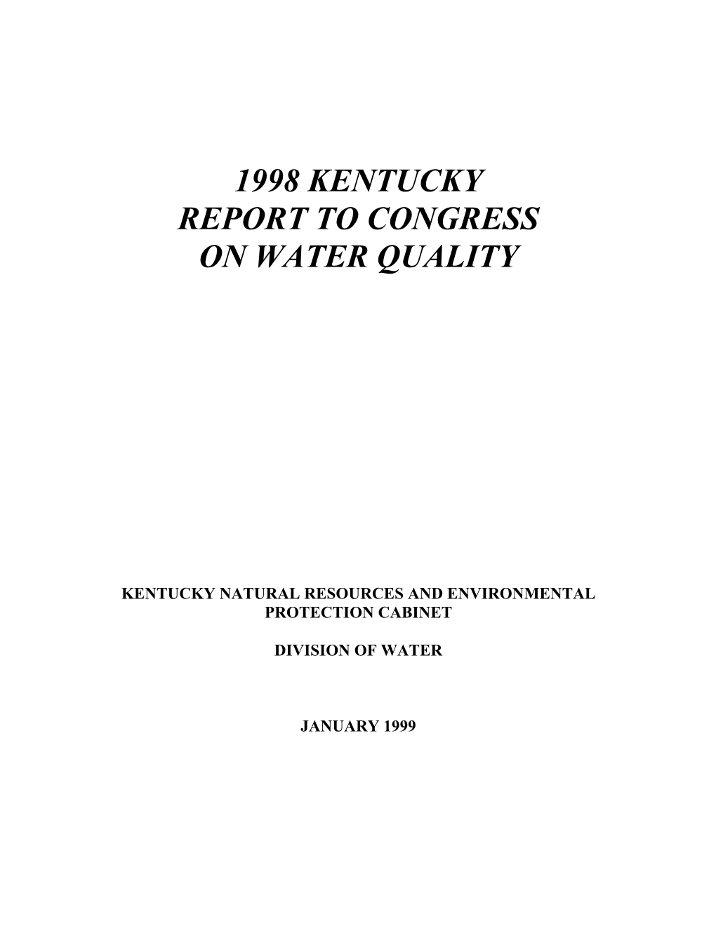 1998 Kentucky Report to Congress on Water Quality