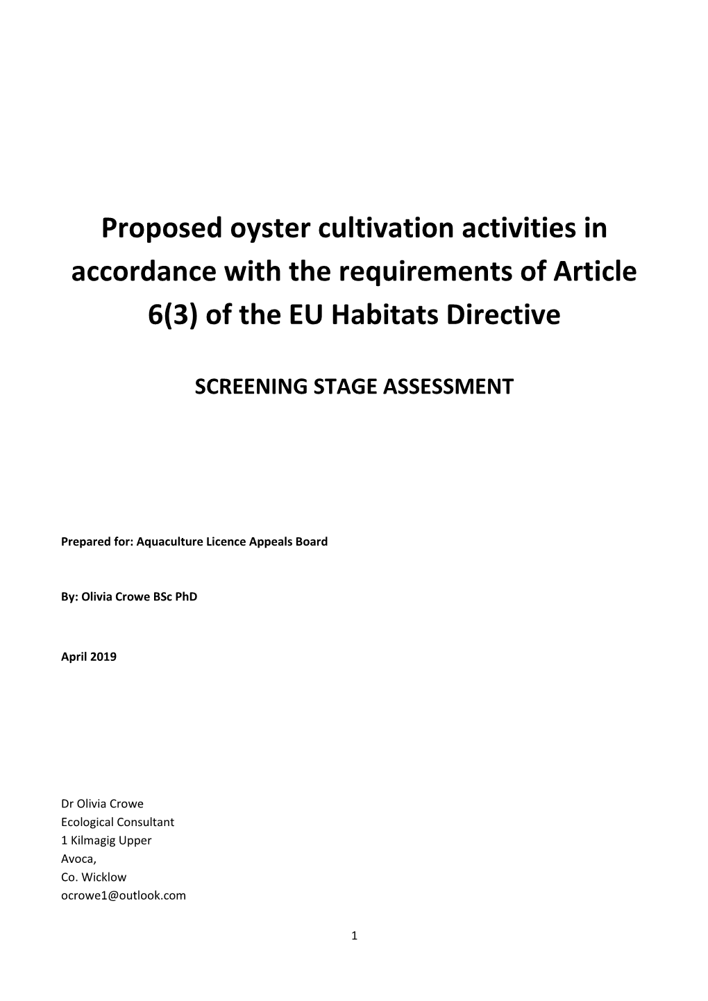 28. Screening Stage Aassessment O Crowe 04.19