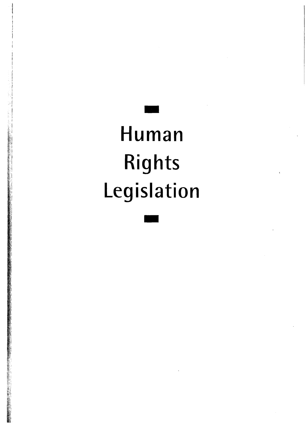 Human Rights Legislation Contents