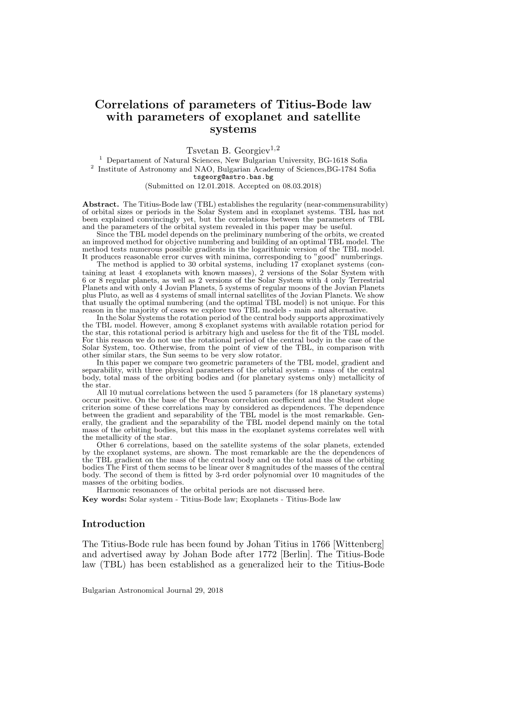 Correlations of Parameters of Titius-Bode Law with Parameters of Exoplanet and Satellite Systems