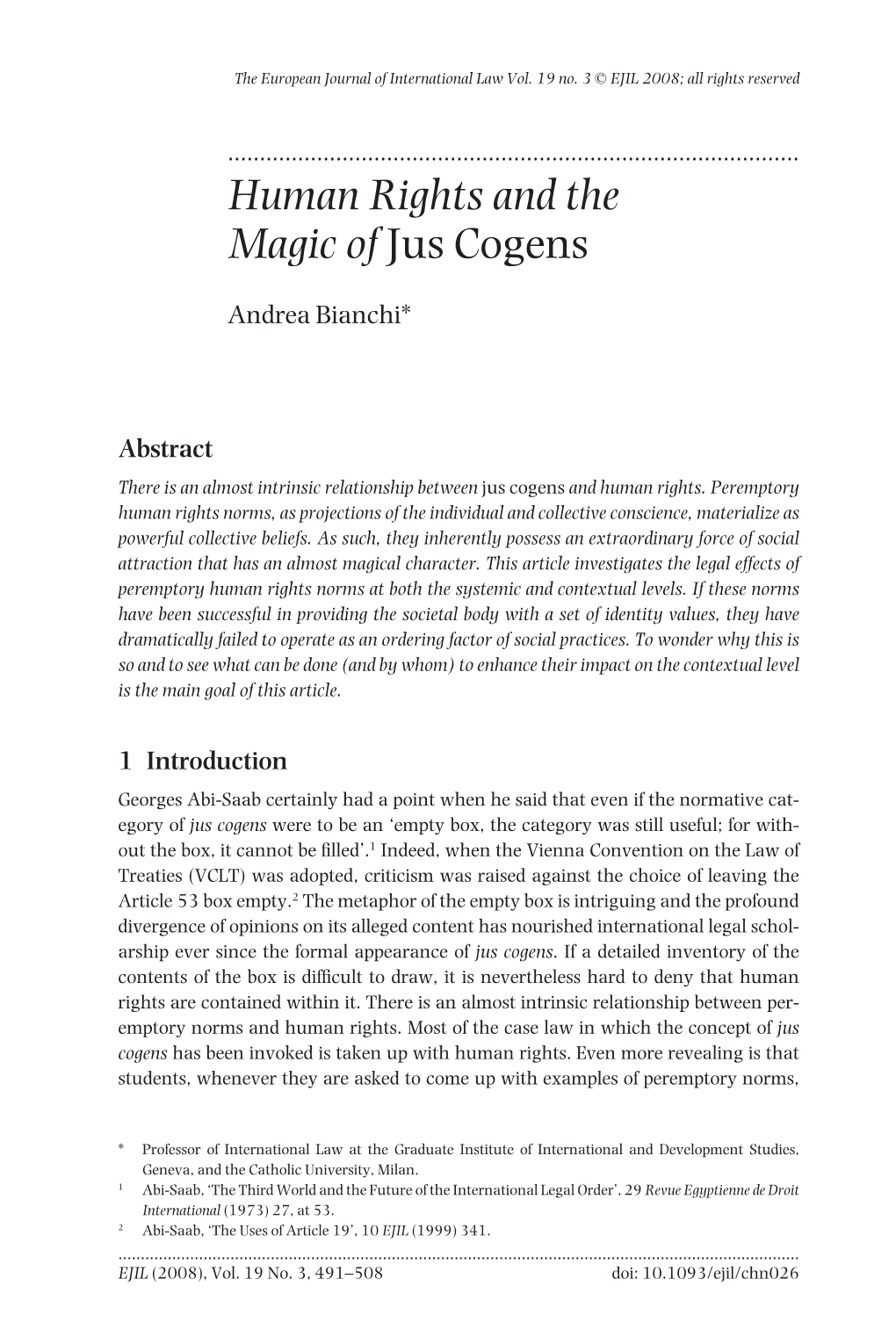 Human Rights and the Magic of Jus Cogens