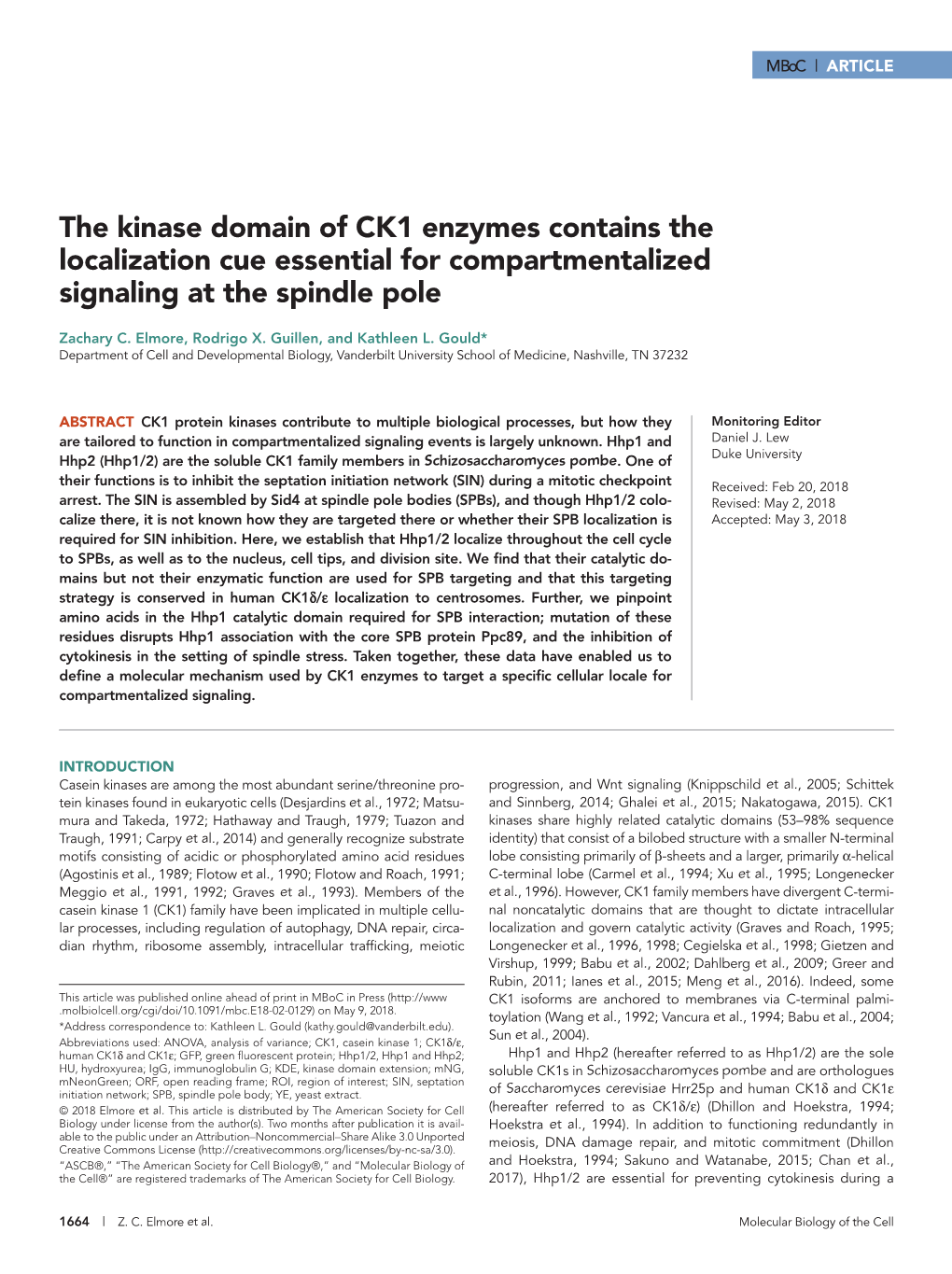 The Kinase Domain of CK1 Enzymes Contains the Localization Cue Essential for Compartmentalized Signaling at the Spindle Pole