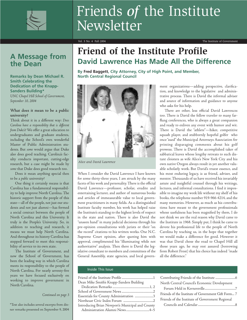Friends of the Institute Newsletter