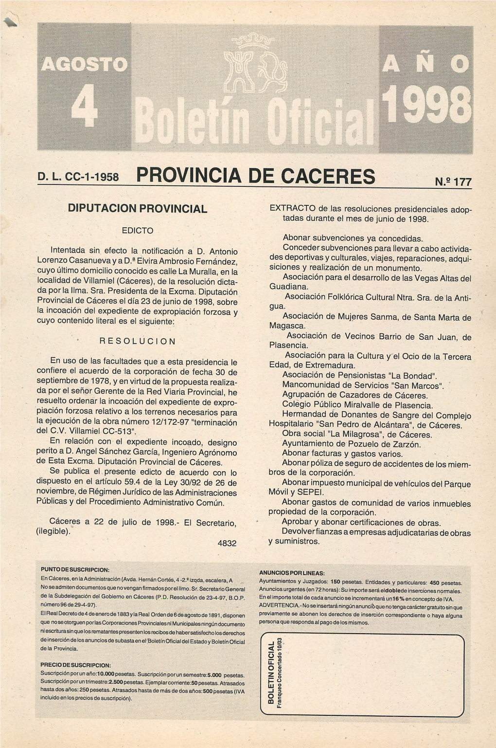 D.L.Cc-1-1958 PROVINCIA DE CACERES N.2 177