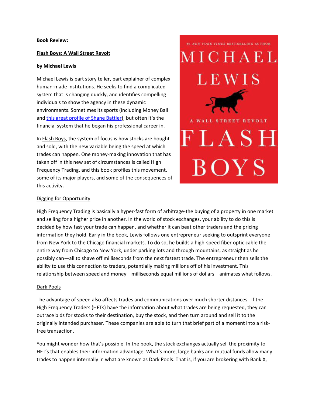 Book Review: Flash Boys: a Wall Street Revolt by Michael Lewis