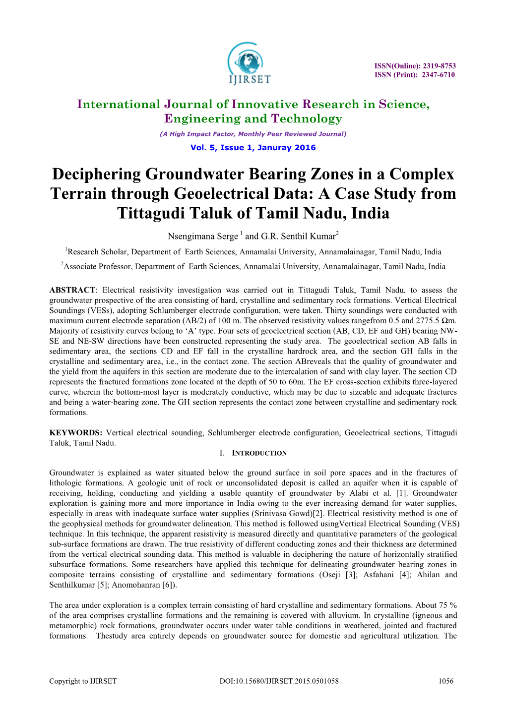 Deciphering Groundwater Bearing Zones in a Complex Terrain Through Geoelectrical Data: a Case Study from Tittagudi Taluk of Tamil Nadu, India
