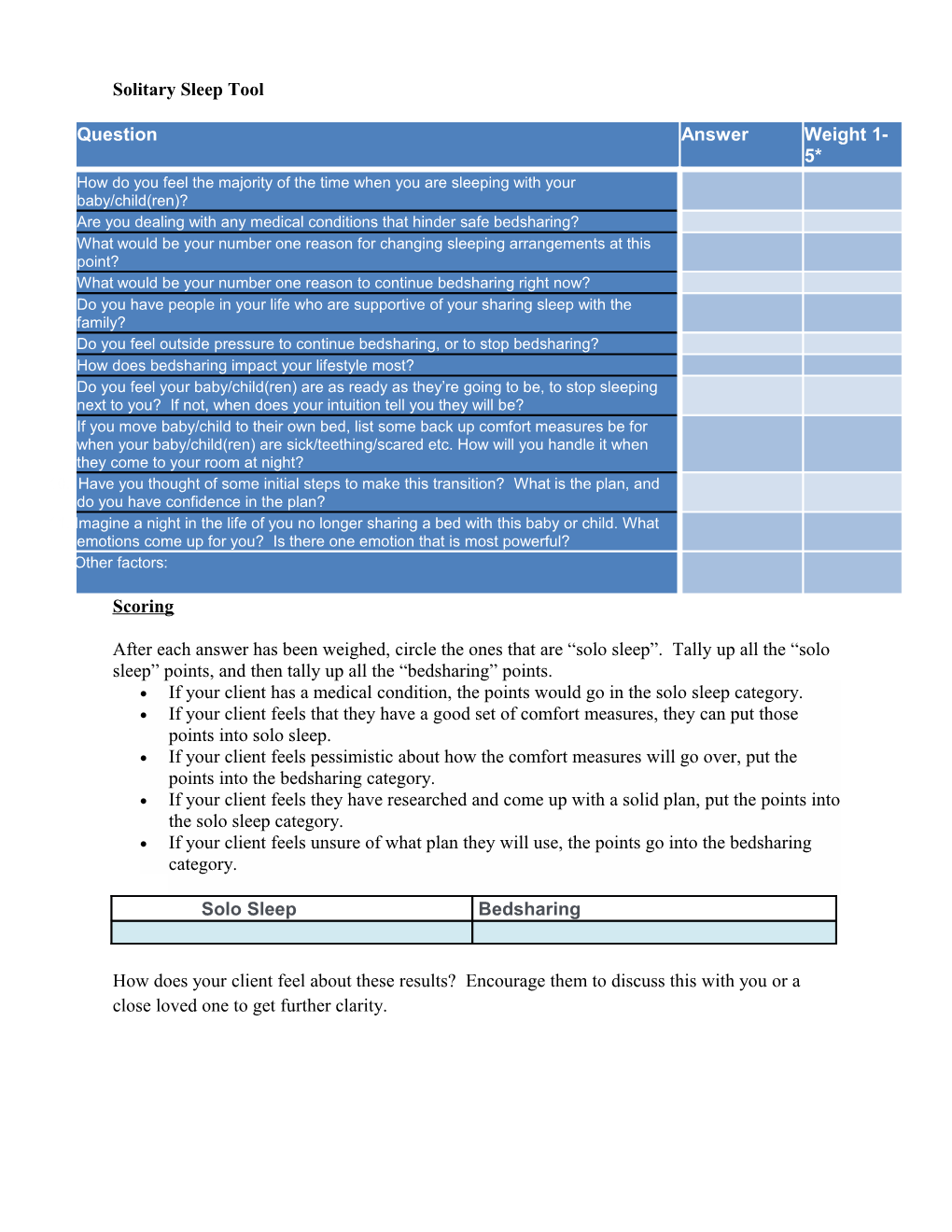 Solitary Sleep Tool