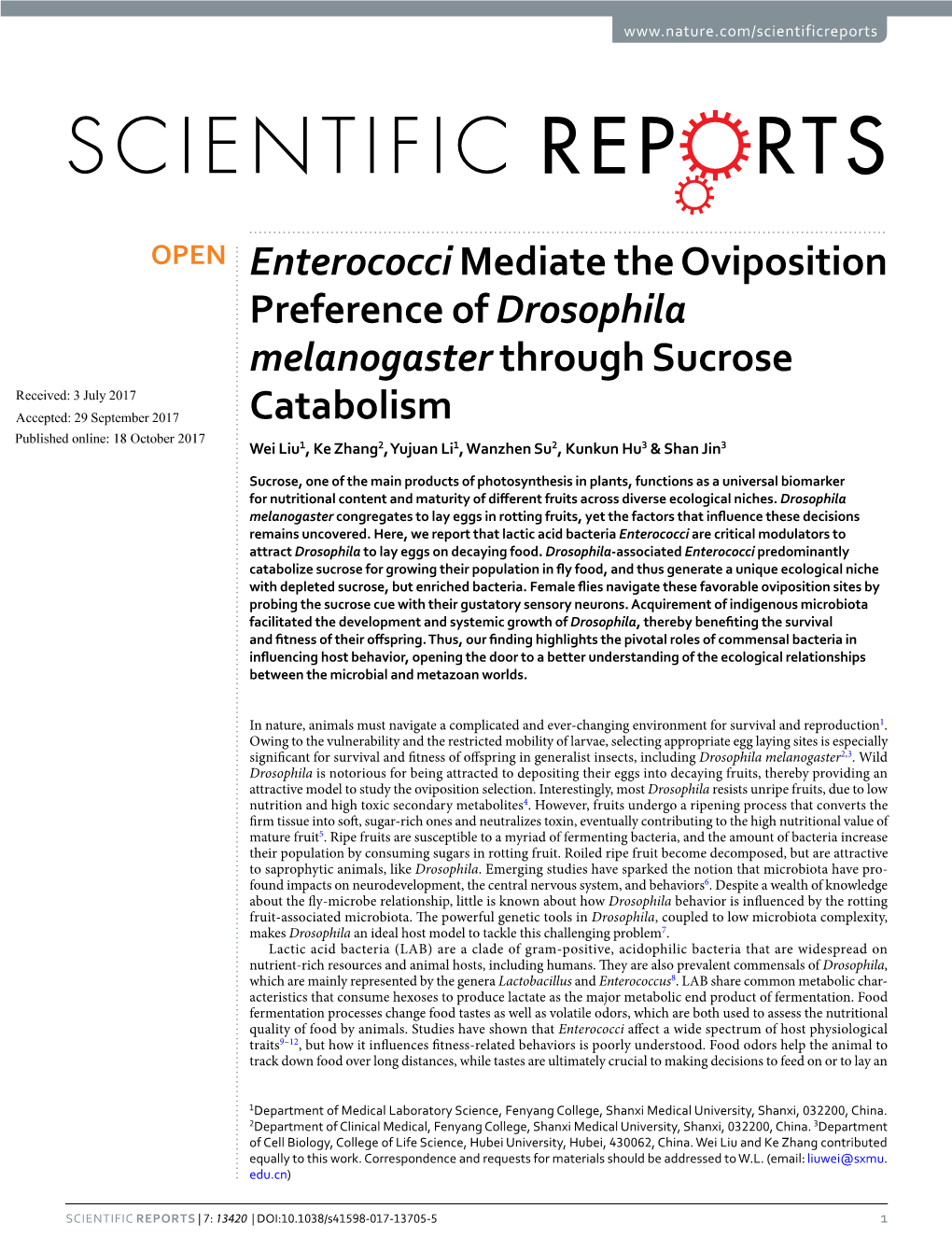 Enterococci Mediate the Oviposition Preference of Drosophila