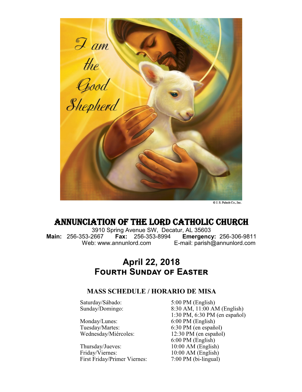 ANNUNCIATION of the LORD CATHOLIC CHURCH April 22