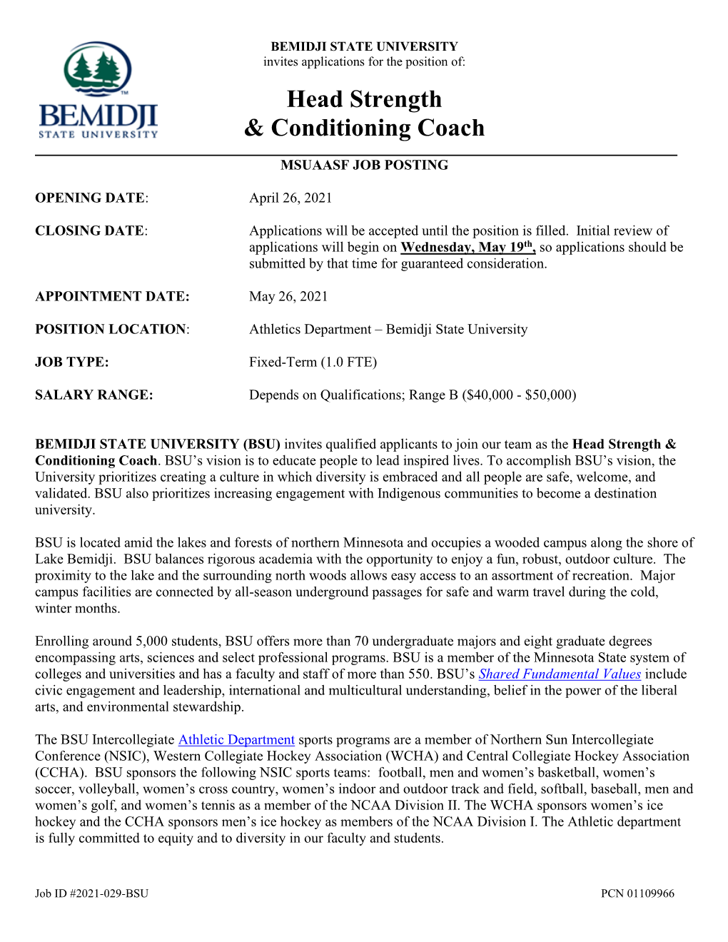 Head Strength & Conditioning Coach
