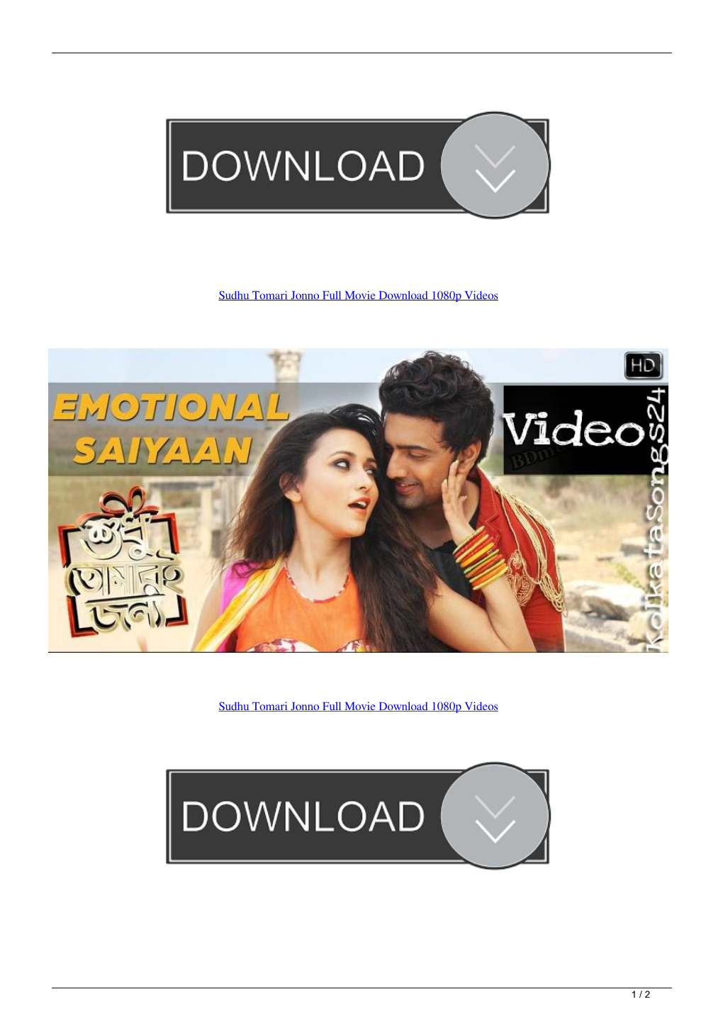 Sudhu Tomari Jonno Full Movie Download 1080P Videos