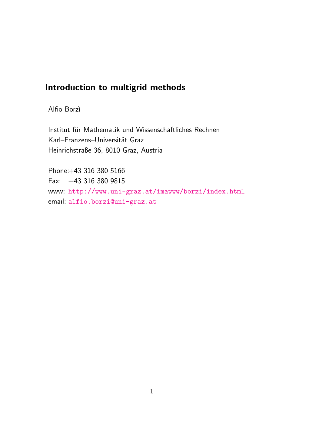 Introduction to Multigrid Methods