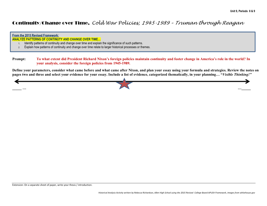 Continuity/Change Over Time, Cold War Policies; 1945-1989 – Truman Through Reagan