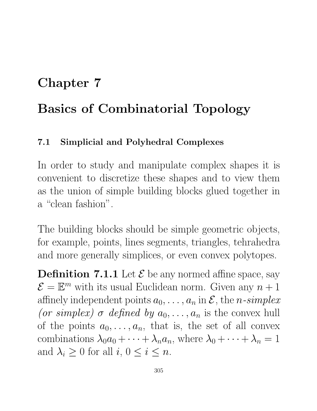 Chapter 7 Basics of Combinatorial Topology